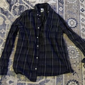 H&M Navy Plaid Casual Button-Down Shirt